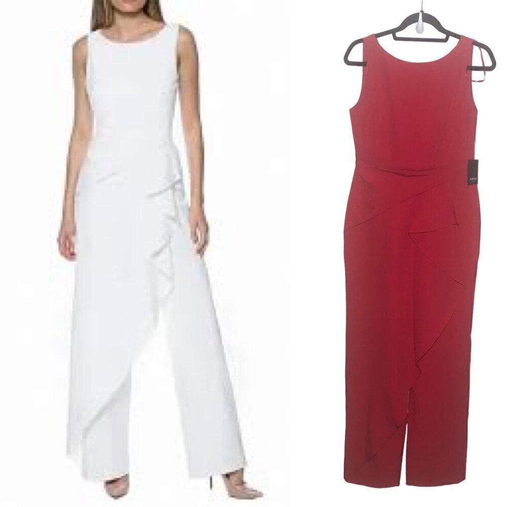 NWT Marina Sleeveless Jewel neck Jumpsuit in Red Size 4